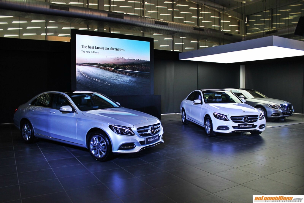 The C-Class Petrol and Diesel variants pose with the great S-Class